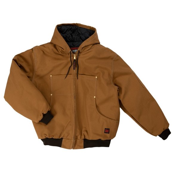 TOUGH DUCK BROWN CANVAS HOODED LINED BOMBER JACKET - Picture 1 of 2